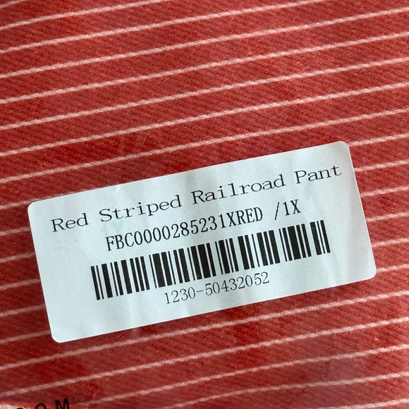 NWT Fashion Brand Company Red Striped Railroad Pant, size 1x - Picture 8 of 9